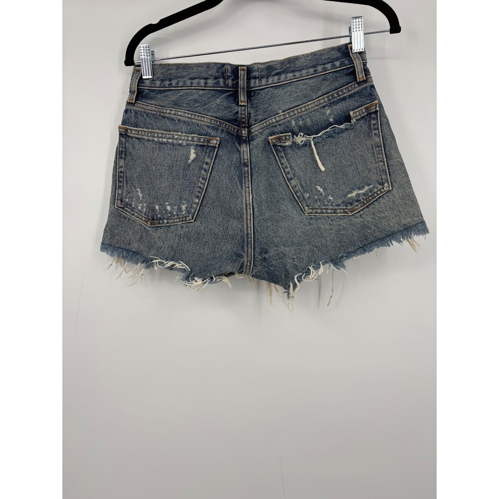 AGOLDE Parker High Rise Denim Shorts Distressed Frayed Blue Jeans Size 25 - Picture 5 of 7